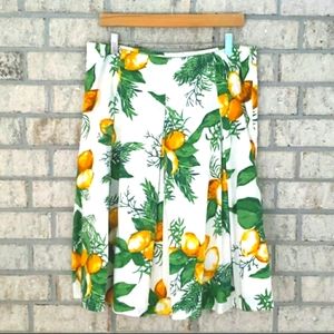 Talbots Lemon Tree Print Pleated Skirt Size 8